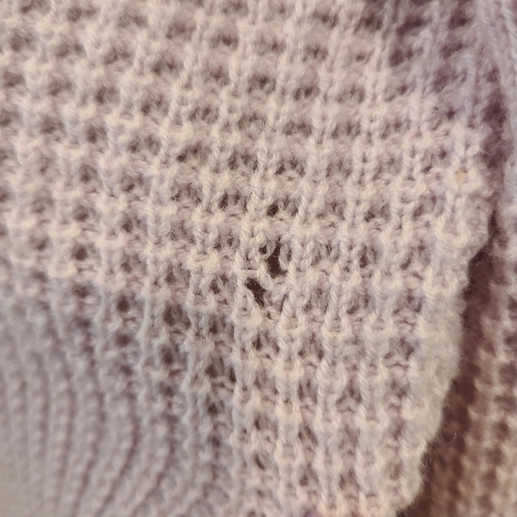 Vince Lilac V-Neck Waffle Knit Wool Cashmere Sweater - Picture 5 of 7